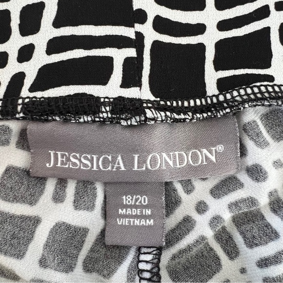 EUC! Stretchy Wide Leg Jessica London 18/20 Black and White Patterned Pants - Picture 3 of 9